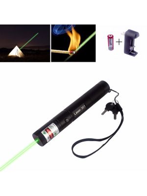 50mW 532nm Green Laser Pointer Zoomable-Lens Flashlight-Shape Can-Ignite-Matches