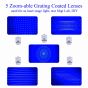 5 Zoom-able Grating Coated Lenses used for as laser stage light, star light Lab, DIY
