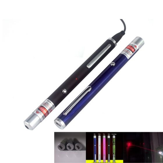 100mW 650nm Red Laser Pointer, Pen-Shape, none-Interchangeable-Lens, Single-Laser-Beam,  Built-in-Rechargeable-Battery, Mini-USB-Charging-Port.