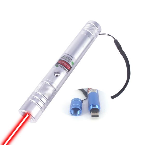150mW 650nm Red Laser Pointer Pen with Built-in-Battery USB 5 Lenses - R206