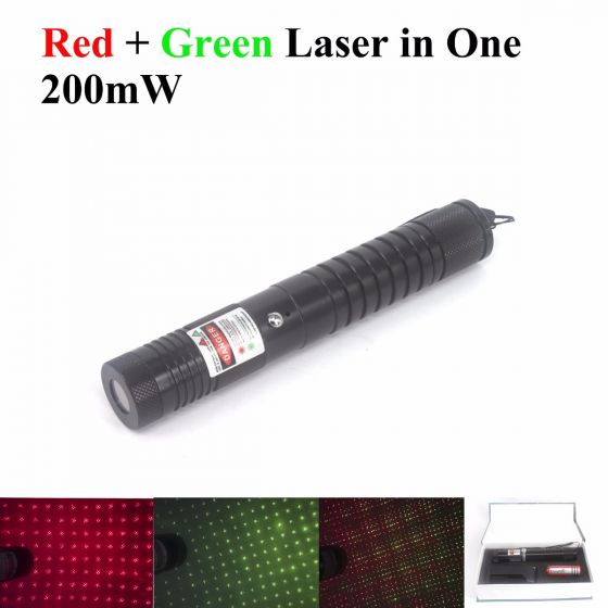This laser pointer has tow laser diode modules, a red laser diode and a green laser diode. 